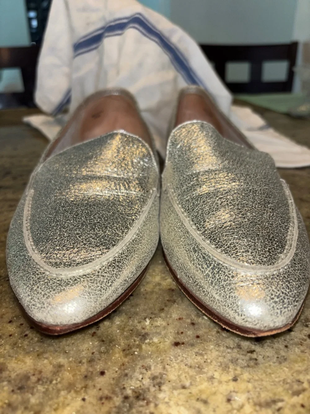 Kate Spade Carima Silver Metallic Loafers Size 10.5